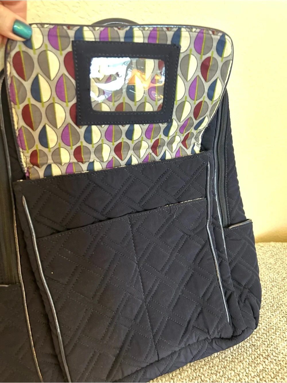 Vera Bradley Classic Navy Blue Quilted Commuter Backpack